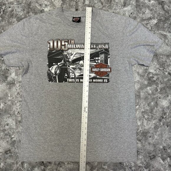 Harley Davidson 105th Anniversary Milwaukee, USA Shirt Size large Y2K Grey 2008 - Picture 7 of 7